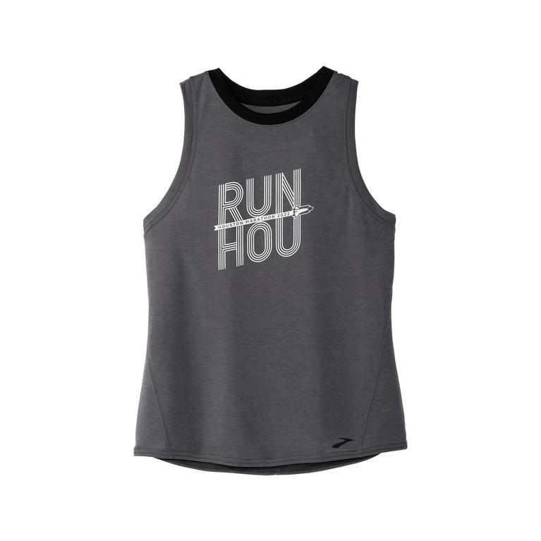 Brooks Houston22 Distance Graphic Running Tank Top - Women's - Shadow Grey/Run HOU (80167-CWYA)